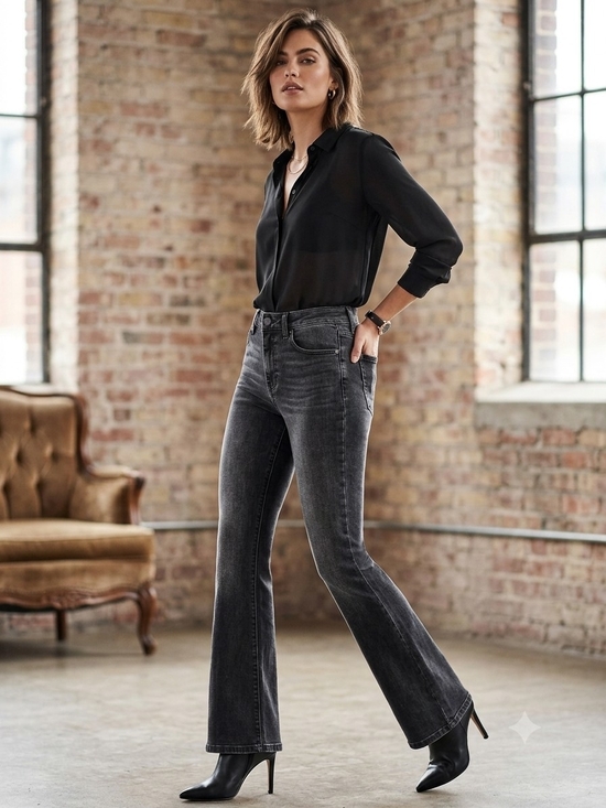 eunina Denim - Eunina NWT Aliyah High Rise Flare Jeans Blacklight Grey 9